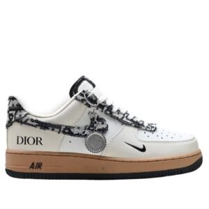 Customized Dior x Nike Air Force 1 Low White and Black Canvas
